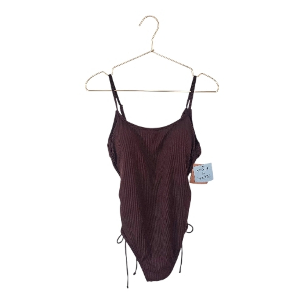 Shade & Shore Brown Ruched Sides One Piece Swimsuit Small 4-6